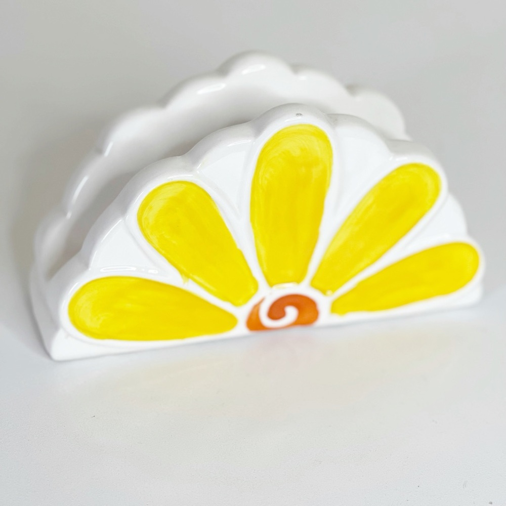 Vintage Yellow/Orange Flower Napkin Holder